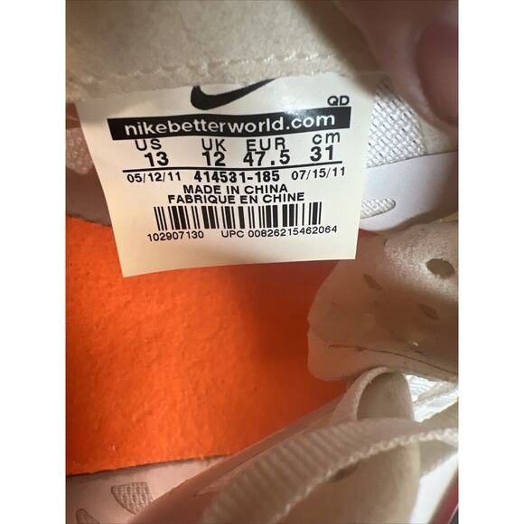 Nike Mens Shoe 13 White Orange Track Cleat Spikes Running Zoom Maxcat Bowerman - Picture 13 of 13